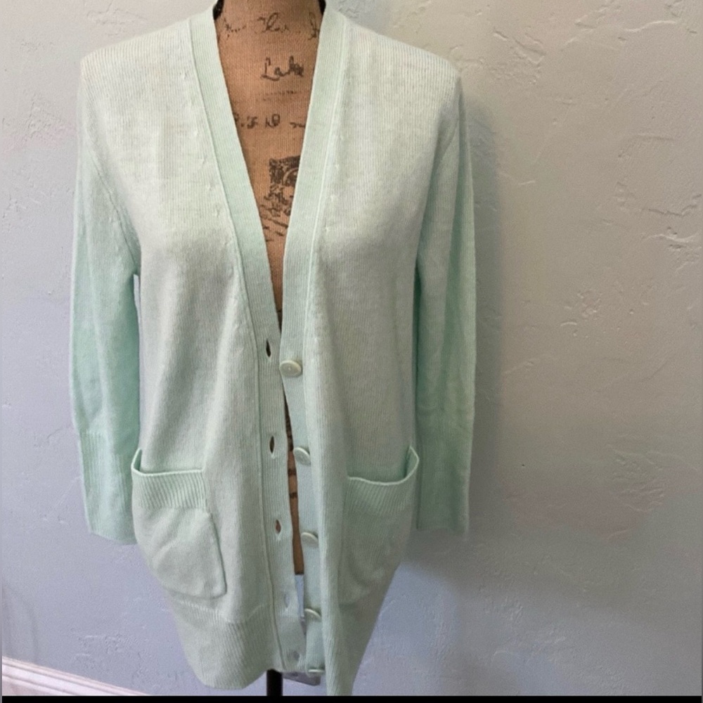 NWT J.Crew Front-Pocket Cardigan Sweater powder blue boyfriend basic oversize XS